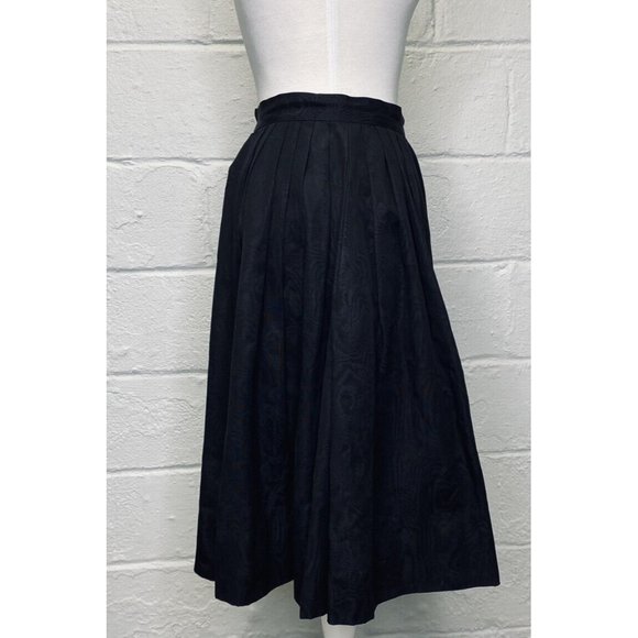 Vintage 50s Full Circle‎ Skirt Black Moire Toni Owen Sportswear Small Pockets - Picture 4 of 16